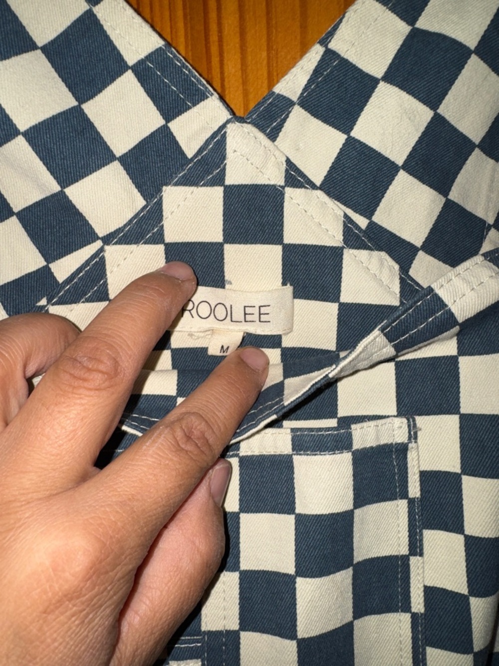 Roolee Blue and cream Checkered Women’s Overalls - Picture 3 of 4